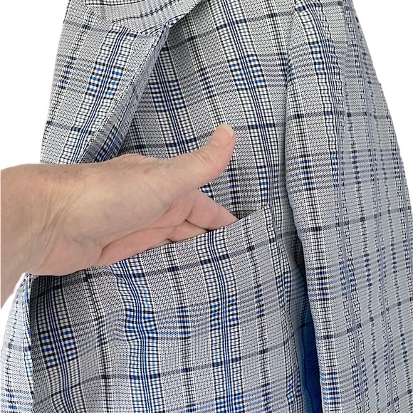 VINTAGE 70s blue plaid Sports Coat Blazer Suit jacket - Picture 7 of 15